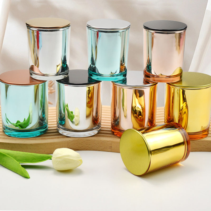 Candle Making Jars With Lids - Electroplated glass candle cup colorful Aroma