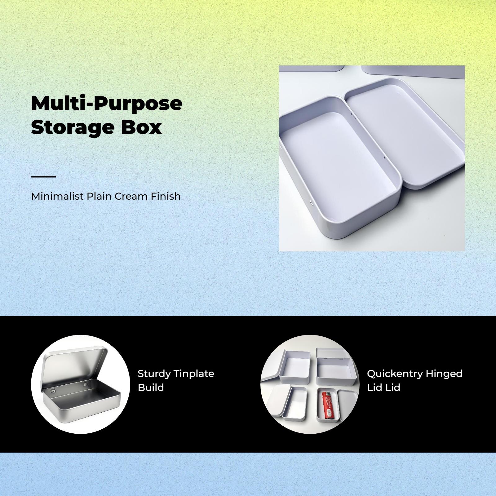 Cream Tin Metal Storage Box Se - Tin Container Lid ulasan dan harga