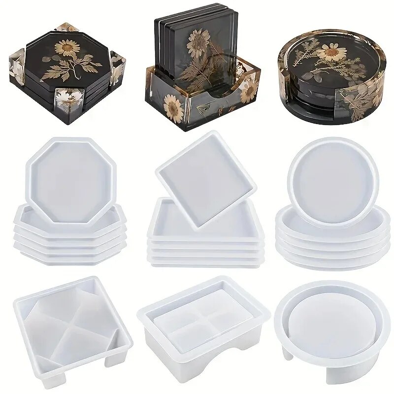 Coaster Resin Molds Set Includ - Candle Making Jars With Lids ulasan dan harga